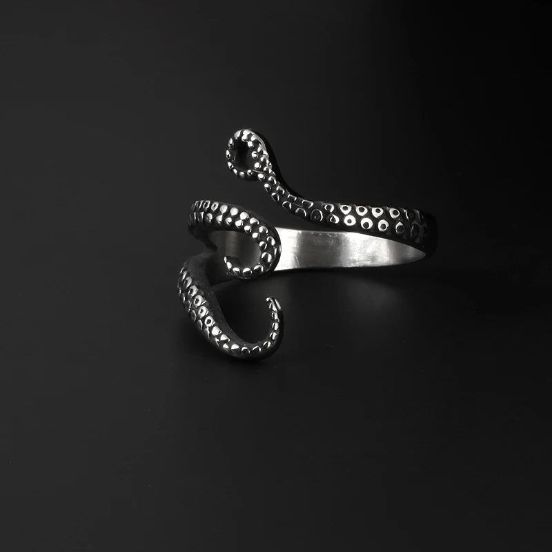 Octopus Feeler Rings Stainless Steel Adjustable Rings for Womens Mens Personality Ring Punk Vintage Rock Party Couple Jewelry