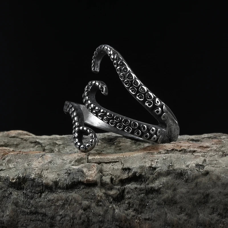 Octopus Feeler Rings Stainless Steel Adjustable Rings for Womens Mens Personality Ring Punk Vintage Rock Party Couple Jewelry