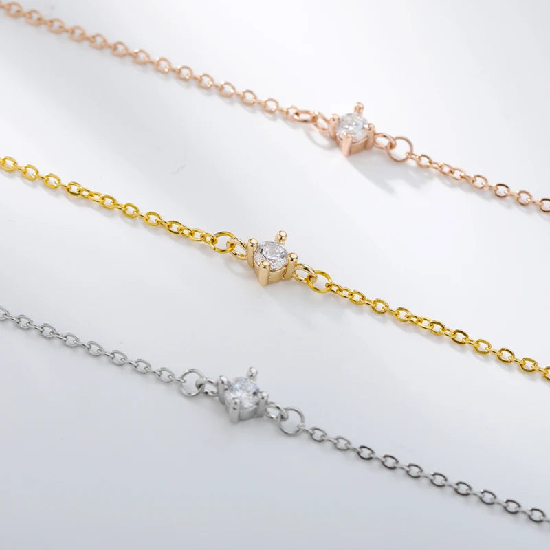 Single Zircon Circle Bead Bracelets For Women Stainless Steel Bracelet Summer Jewelry Couple Friends Accessories Gift 2023