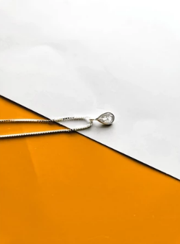 Choker Necklace Point of Light Drop 45 cm Pure 925 Silver