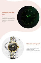 OLEVS Elegant Luxury Watches for Women Original Stainless Steel Calendar Luminous Waterproof Quartz Fashion Trend Ladies Watch