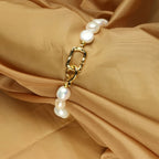 YWYC 8-9mm Baroque Natural Freshwater Pearl Bracelets Geometric Pattern Buckle Women's Hand Bracelet Jewelry Gift Wholesale