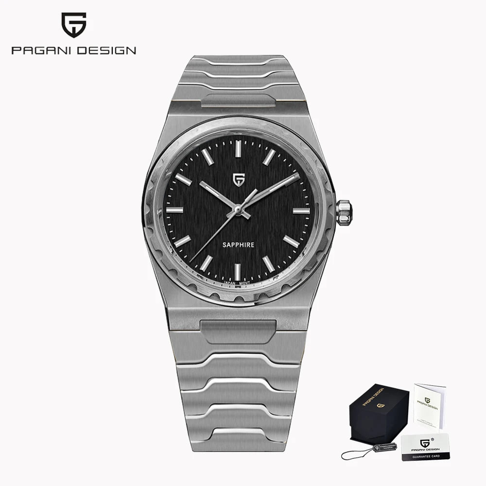 PAGANI DESIGN Men's Quartz Watches Ultra-Thin 7mm Series 222 Sapphire Stainless Steel Waterproof Watches for Man PDYS020