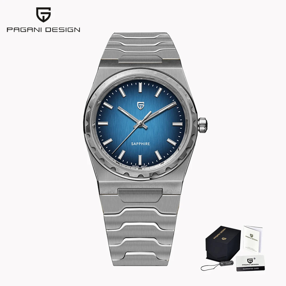 PAGANI DESIGN Men's Quartz Watches Ultra-Thin 7mm Series 222 Sapphire Stainless Steel Waterproof Watches for Man PDYS020