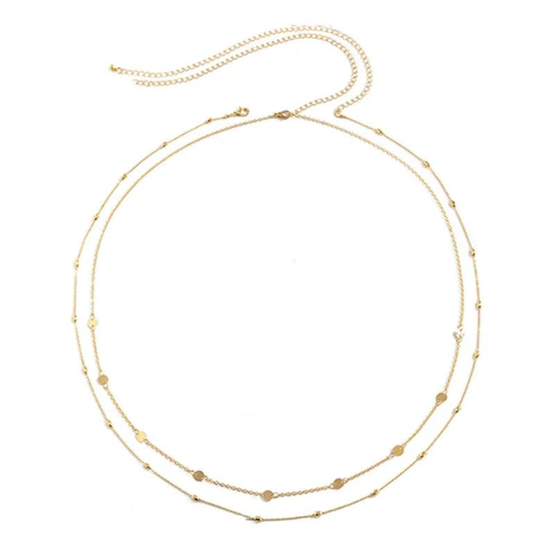 Waterproof Waist Chains for Women 14K Gold Plated STAINLESS STEEL Layered Cuban Pearl Satellite Beads Belly Belt Body Jewelry