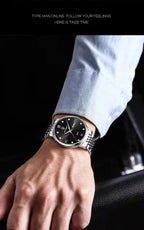 POEDAGAR Stainless Steel Men Quartz Wristwatch Waterproof Luxury Brand Fashion Sport Luminous Mens Watches Calendar Gifts Clocks