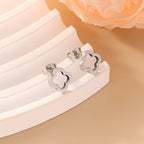 EVISPOL Fashion Stainless Steel Clover Flower Bracelet Set for Women Stylish Gold Color Bangles Earring Piercing Jewelry Gifts