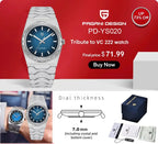 PAGANI DESIGN Men's Quartz Watches Ultra-Thin 7mm Series 222 Sapphire Stainless Steel Waterproof Watches for Man PDYS020