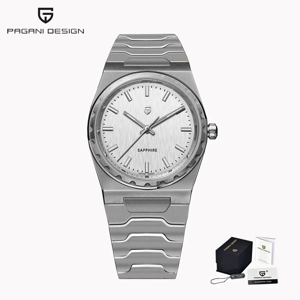 PAGANI DESIGN Men's Quartz Watches Ultra-Thin 7mm Series 222 Sapphire Stainless Steel Waterproof Watches for Man PDYS020