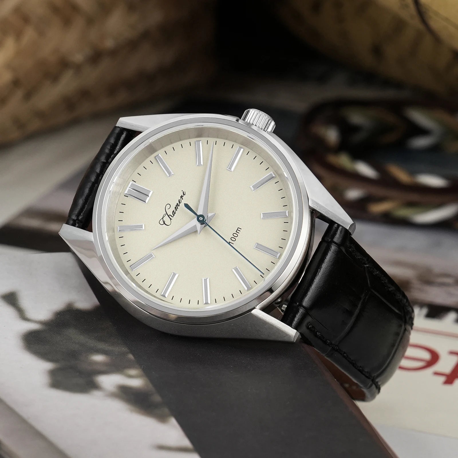 Chameri GS04 Quartz Watch VH31 Sweep Second Movement Couple Watches Sapphire Crystal Waterproof 100m Stainless Steel Wristwatch