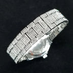 Elegant Full Diamond Female Watches Fashion Silver Round Stainless Steel Quartz Watch Iced Out Shiny Waterproof Gift for Women