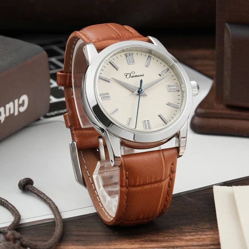Chameri GS04 Quartz Watch VH31 Sweep Second Movement Couple Watches Sapphire Crystal Waterproof 100m Stainless Steel Wristwatch