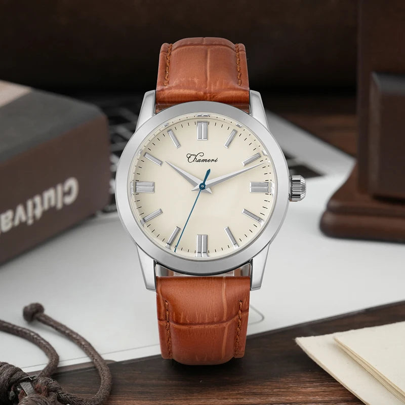 Chameri GS04 Quartz Watch VH31 Sweep Second Movement Couple Watches Sapphire Crystal Waterproof 100m Stainless Steel Wristwatch