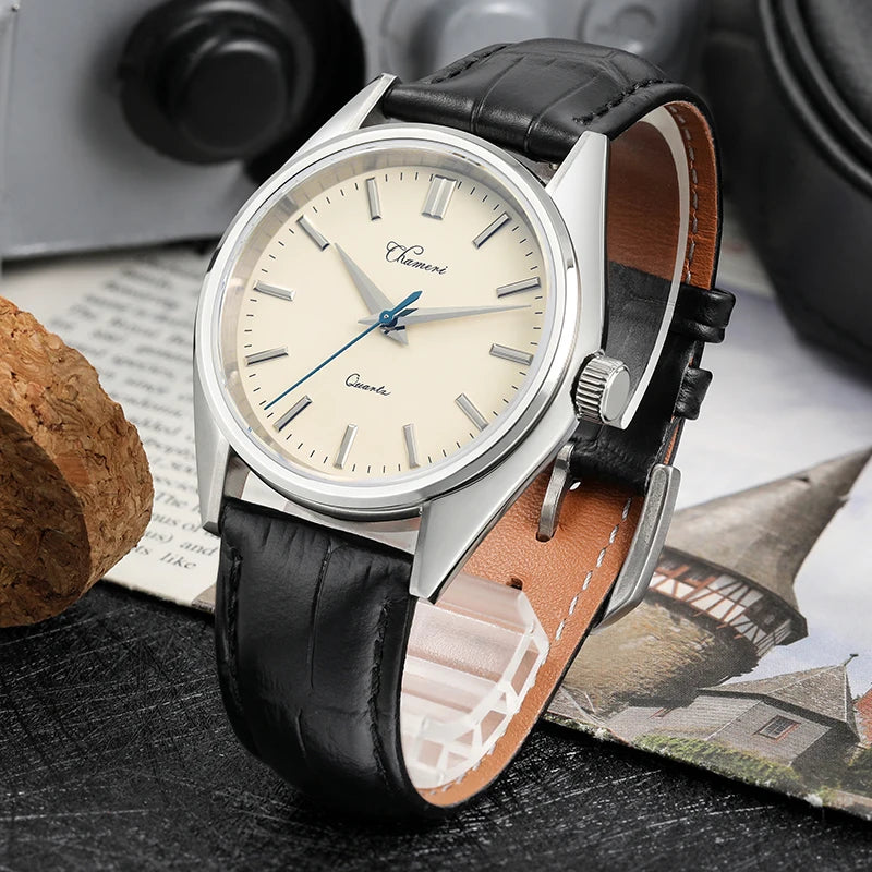 Chameri GS04 Quartz Watch VH31 Sweep Second Movement Couple Watches Sapphire Crystal Waterproof 100m Stainless Steel Wristwatch