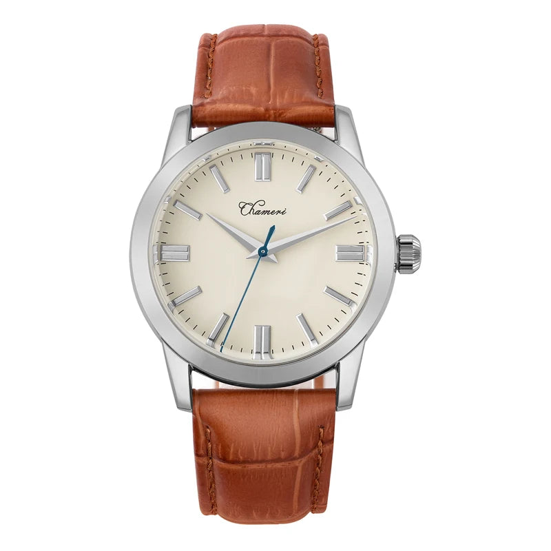 Chameri GS04 Quartz Watch VH31 Sweep Second Movement Couple Watches Sapphire Crystal Waterproof 100m Stainless Steel Wristwatch