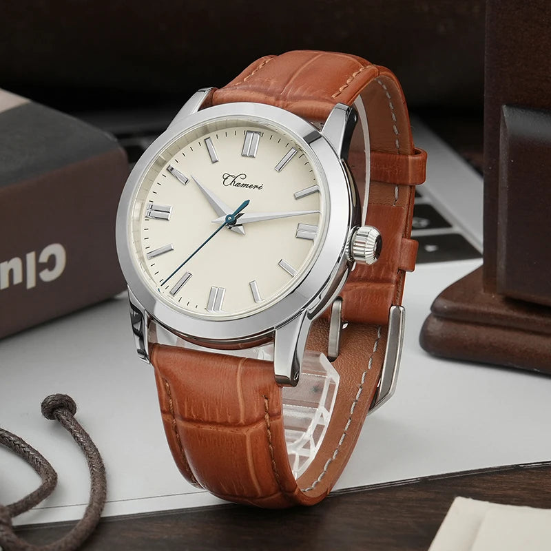 Chameri GS04 Quartz Watch VH31 Sweep Second Movement Couple Watches Sapphire Crystal Waterproof 100m Stainless Steel Wristwatch
