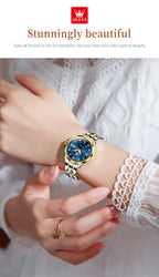 OLEVS Elegant Luxury Watches for Women Original Stainless Steel Calendar Luminous Waterproof Quartz Fashion Trend Ladies Watch