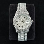 Elegant Full Diamond Female Watches Fashion Silver Round Stainless Steel Quartz Watch Iced Out Shiny Waterproof Gift for Women
