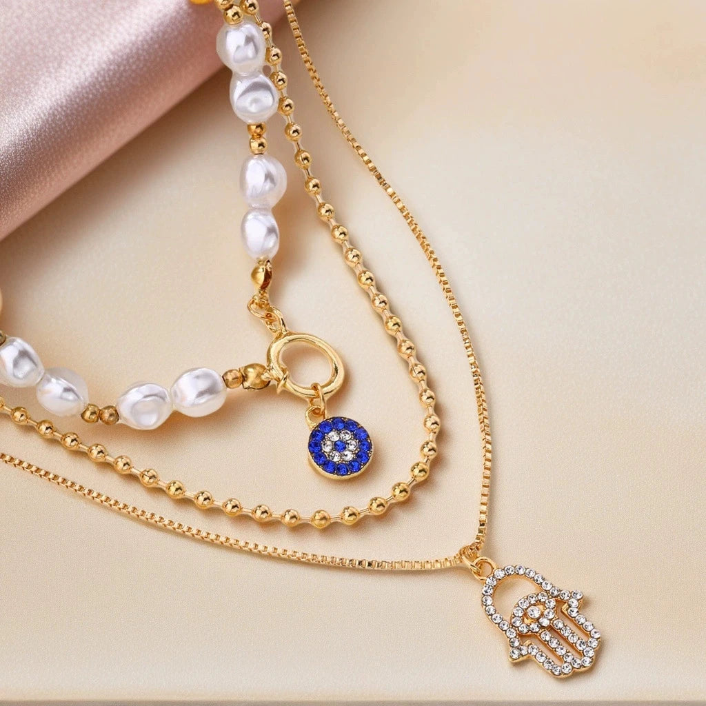 Classic Pendant Necklace Set Geometric Gold Color Titanium Stainless Steel Jewelry Classic Necklace Pendant Choker Fashion