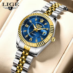 LIGE Fashion Woman Watch Stainless Steel Waterproof Auto Date Elegant Ladies Wristwatch Luxury Original Quartz Watch for Women