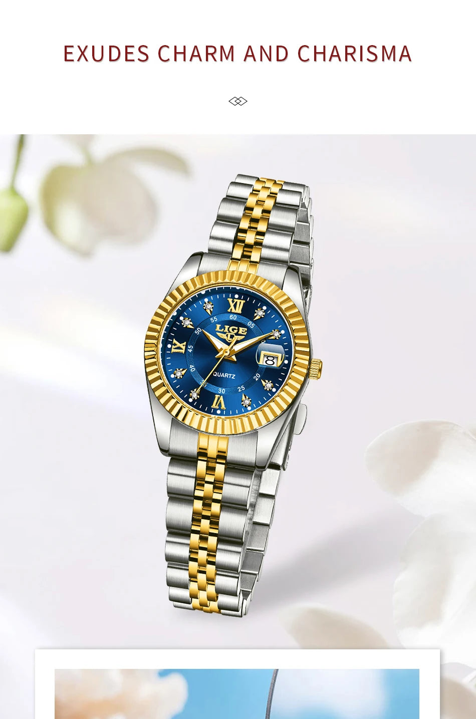 LIGE Fashion Woman Watch Stainless Steel Waterproof Auto Date Elegant Ladies Wristwatch Luxury Original Quartz Watch for Women