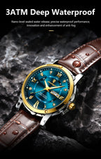 POEDAGAR Luxury Man Wristwatch Waterproof Luminous Date Week Leather Watch For Men Sports Quartz Men's Watches Male Clock Reloj