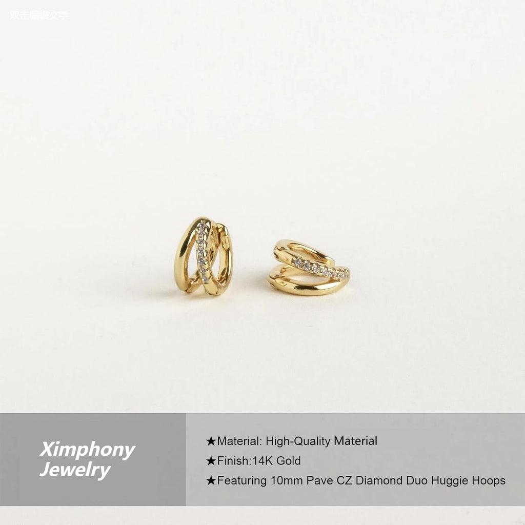 Gold Hoop Earrings for Women,14K Gold Plated Diamond Huggie Hoop Earrings for Women Wedding Gift For Woman Christmas Gift