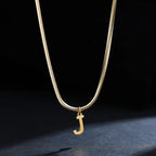 A-Z Alphabet Gold Plated Stainless Steel Pendant Necklace for Women Snake Chain Initial Letter Clavicle Necklaces Collar Jewelry