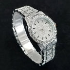 Elegant Full Diamond Female Watches Fashion Silver Round Stainless Steel Quartz Watch Iced Out Shiny Waterproof Gift for Women