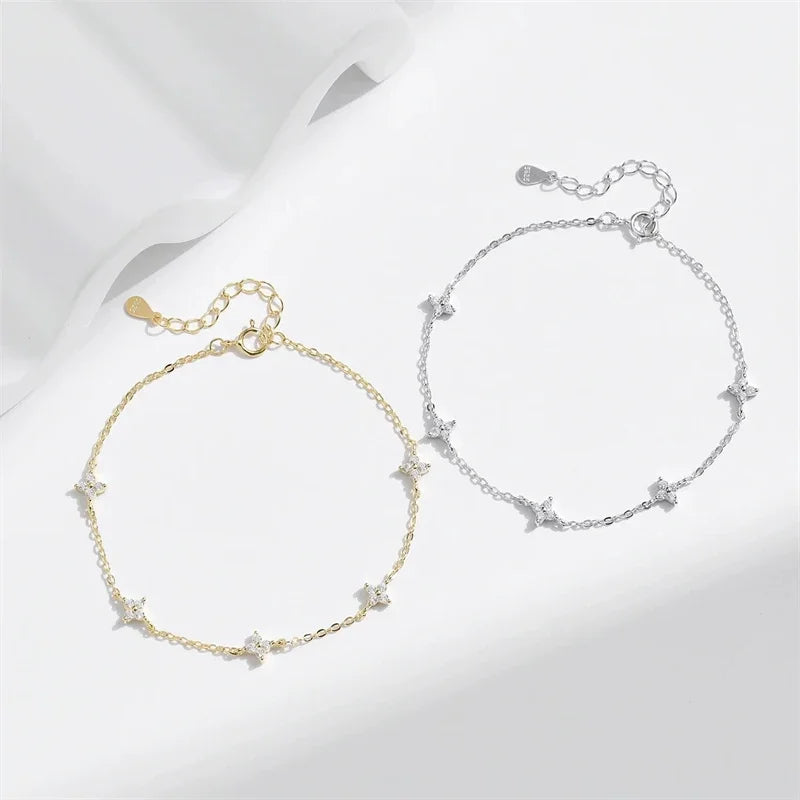 2025 New Crystal Flower Stainless Steel Bracelet Women Fashion Personality Korean Bracelet Jewelry Accessories Anniversary Gift
