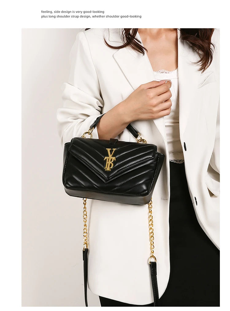 Classic Elegant Leather Crossbody Bag for Women Luxury Brand Famous Designer Handbag Popular Shoulder Bag Ladies Tote Modern