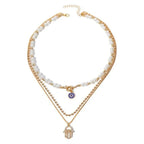 Classic Pendant Necklace Set Geometric Gold Color Titanium Stainless Steel Jewelry Classic Necklace Pendant Choker Fashion