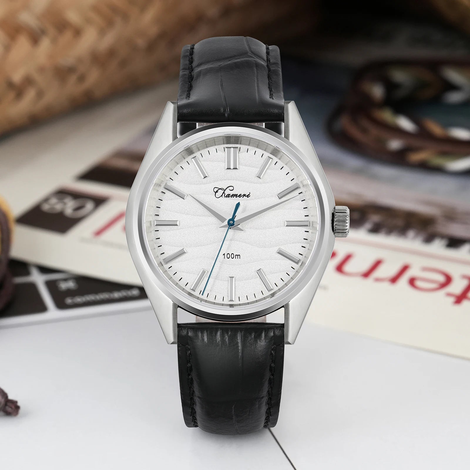 Chameri GS04 Quartz Watch VH31 Sweep Second Movement Couple Watches Sapphire Crystal Waterproof 100m Stainless Steel Wristwatch