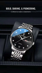 POEDAGAR Stainless Steel Men Quartz Wristwatch Waterproof Luxury Brand Fashion Sport Luminous Mens Watches Calendar Gifts Clocks