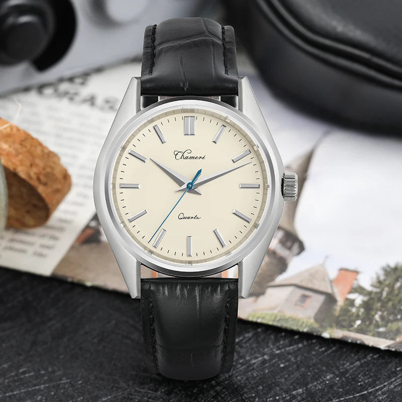 Chameri GS04 Quartz Watch VH31 Sweep Second Movement Couple Watches Sapphire Crystal Waterproof 100m Stainless Steel Wristwatch
