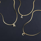 A-Z Alphabet Gold Plated Stainless Steel Pendant Necklace for Women Snake Chain Initial Letter Clavicle Necklaces Collar Jewelry
