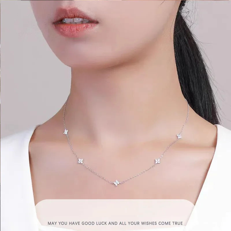 18k Gold Plated Cz Four-leaf Flower Bracelet for Women Girl Dainty Adjustable Link Chain Bracelets Charm Luxury Trend Jewelry