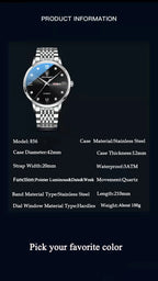 POEDAGAR Stainless Steel Men Quartz Wristwatch Waterproof Luxury Brand Fashion Sport Luminous Mens Watches Calendar Gifts Clocks