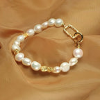 YWYC 8-9mm Baroque Natural Freshwater Pearl Bracelets Geometric Pattern Buckle Women's Hand Bracelet Jewelry Gift Wholesale