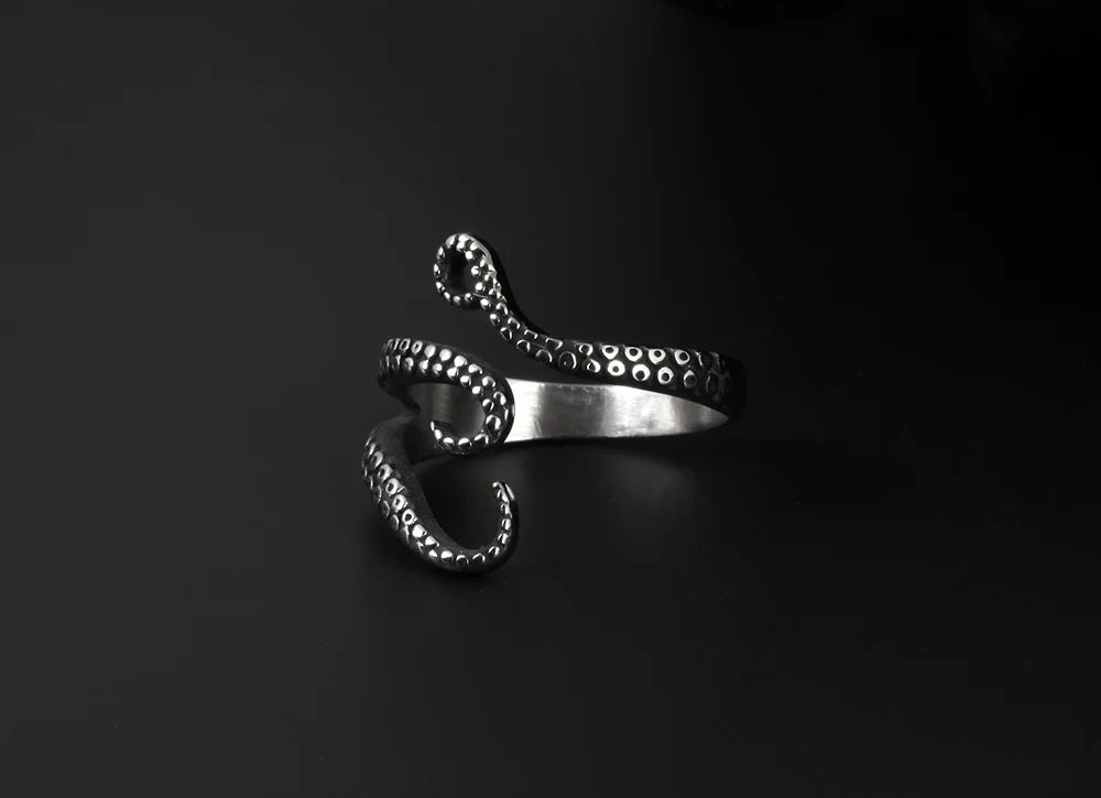 Octopus Feeler Rings Stainless Steel Adjustable Rings for Womens Mens Personality Ring Punk Vintage Rock Party Couple Jewelry