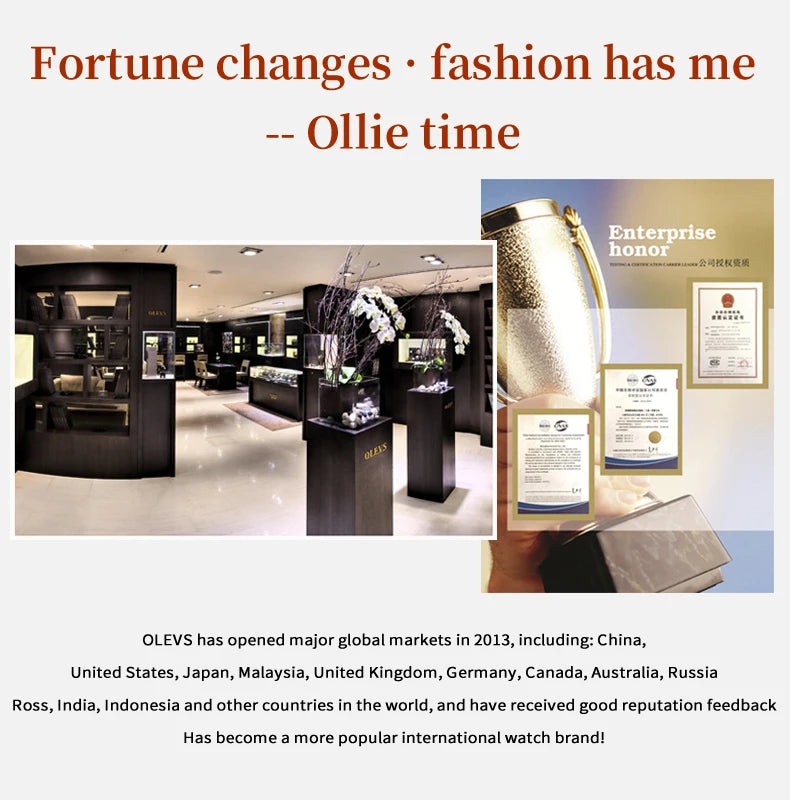 OLEVS Elegant Luxury Watches for Women Original Stainless Steel Calendar Luminous Waterproof Quartz Fashion Trend Ladies Watch