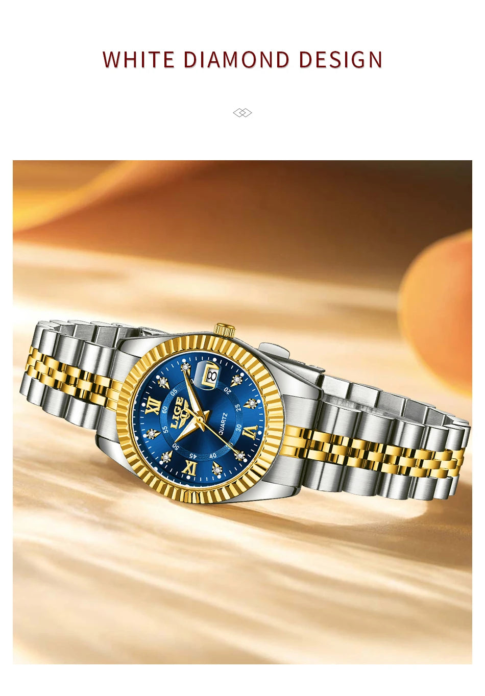 LIGE Fashion Woman Watch Stainless Steel Waterproof Auto Date Elegant Ladies Wristwatch Luxury Original Quartz Watch for Women