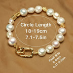 YWYC 8-9mm Baroque Natural Freshwater Pearl Bracelets Geometric Pattern Buckle Women's Hand Bracelet Jewelry Gift Wholesale