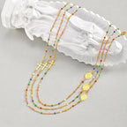 Bohemian Colored Bead Chains Virgin Cross Necklace for Women,Stainless Steel St. Benedict Cross Necklaces,Holy Christian Jewelry