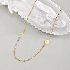 Bohemian Colored Bead Chains Virgin Cross Necklace for Women,Stainless Steel St. Benedict Cross Necklaces,Holy Christian Jewelry
