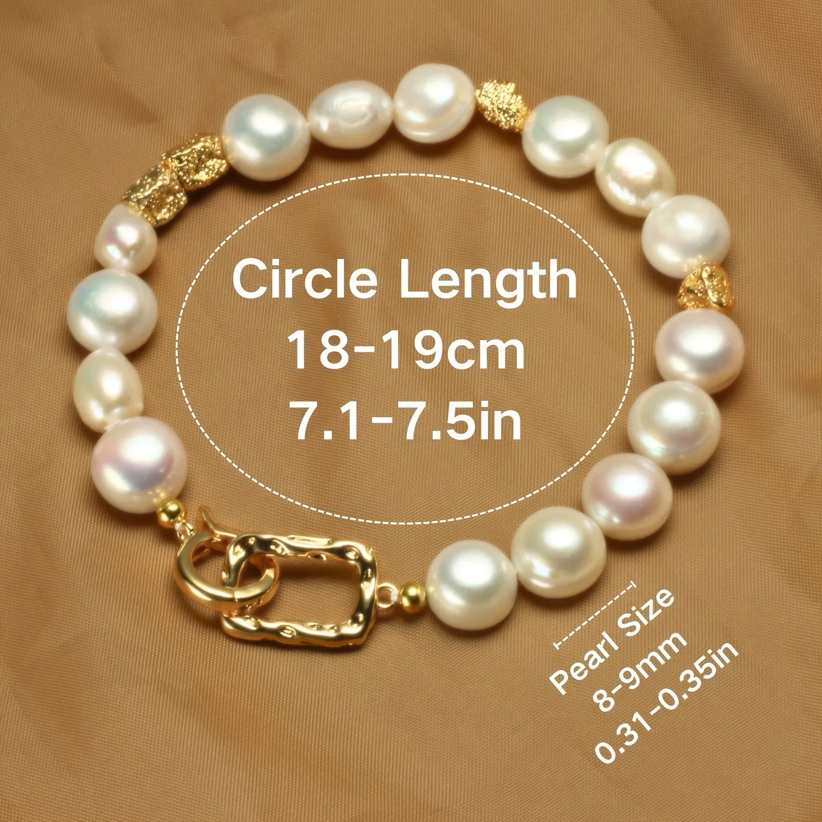 YWYC 8-9mm Baroque Natural Freshwater Pearl Bracelets Geometric Pattern Buckle Women's Hand Bracelet Jewelry Gift Wholesale
