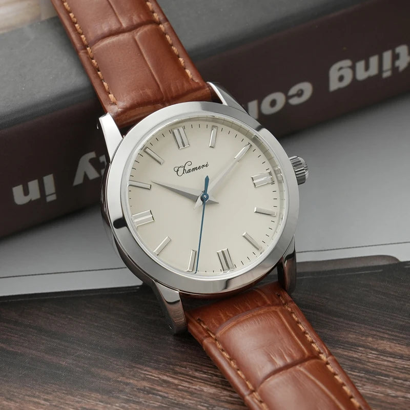Chameri GS04 Quartz Watch VH31 Sweep Second Movement Couple Watches Sapphire Crystal Waterproof 100m Stainless Steel Wristwatch