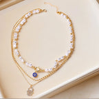 Classic Pendant Necklace Set Geometric Gold Color Titanium Stainless Steel Jewelry Classic Necklace Pendant Choker Fashion