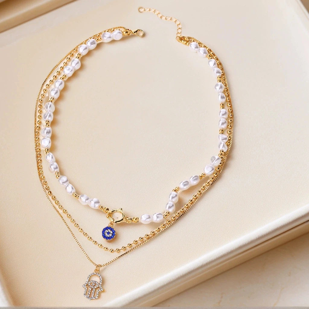 Classic Pendant Necklace Set Geometric Gold Color Titanium Stainless Steel Jewelry Classic Necklace Pendant Choker Fashion