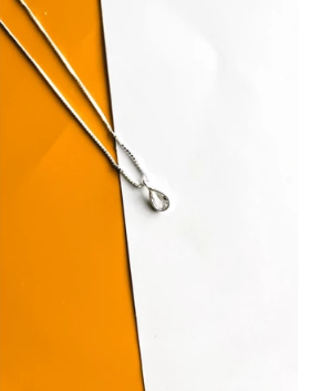 Choker Necklace Point of Light Drop 45 cm Pure 925 Silver